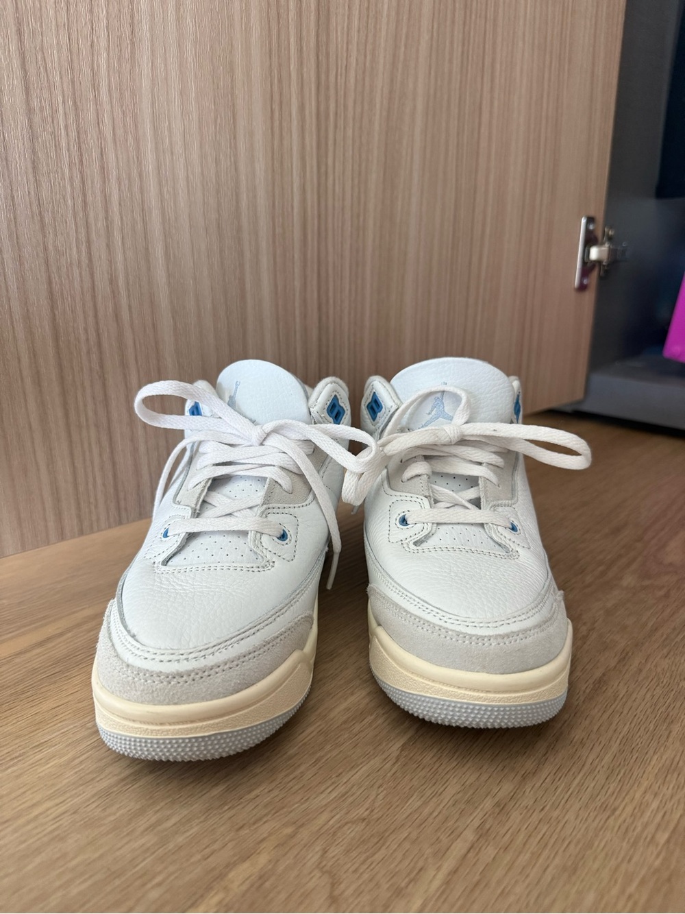 Jordan Kids White Sneakers with Light Blue Accents